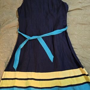 Elegant Navy and Yellow Maxi Dress